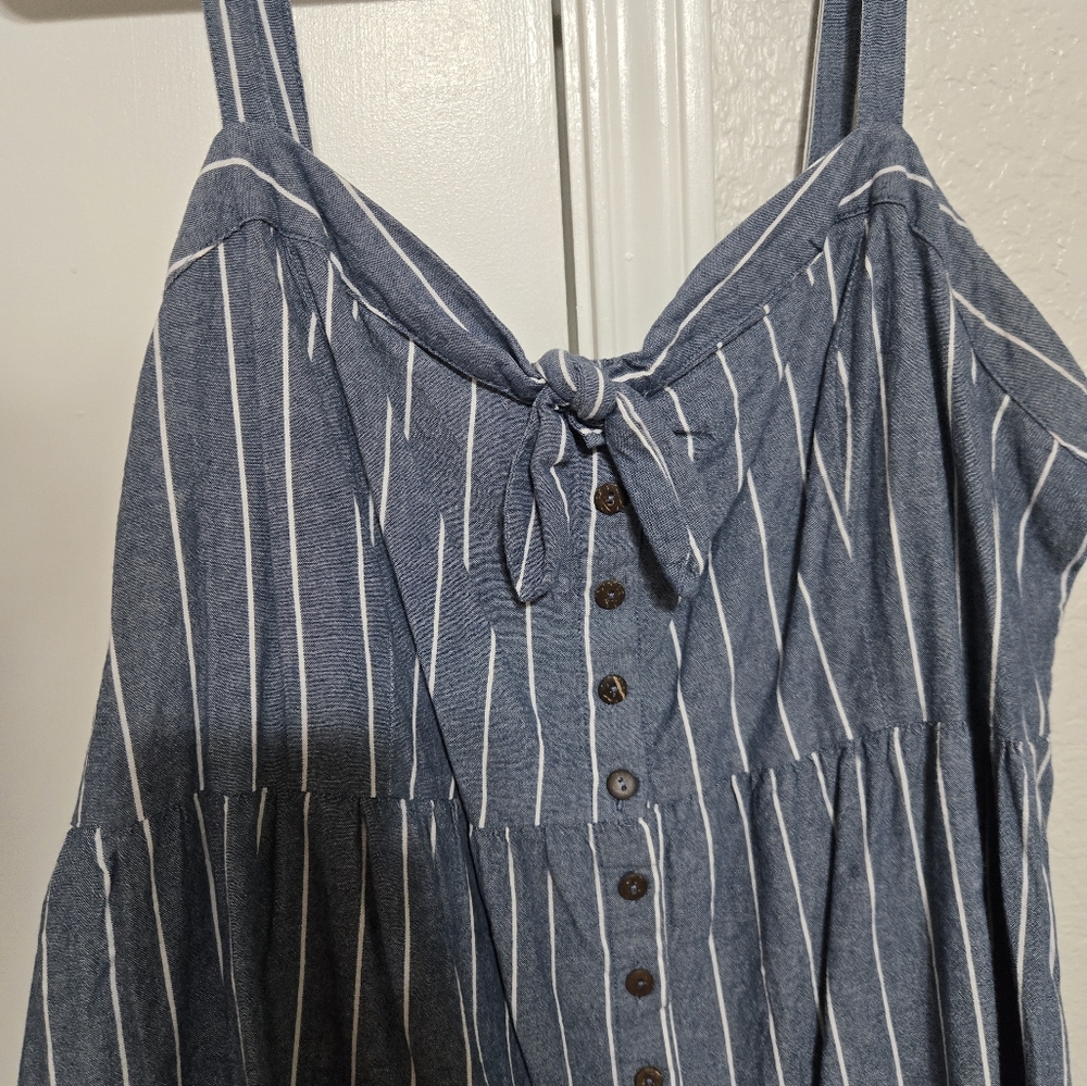 Striped Blue Button-Down Dress - Picture 2 of 4